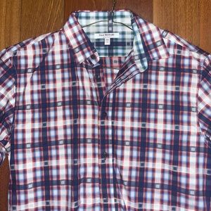 Isaac Mizrahi Pattern Button Down Shirt (Red/White/Blue/Navy)